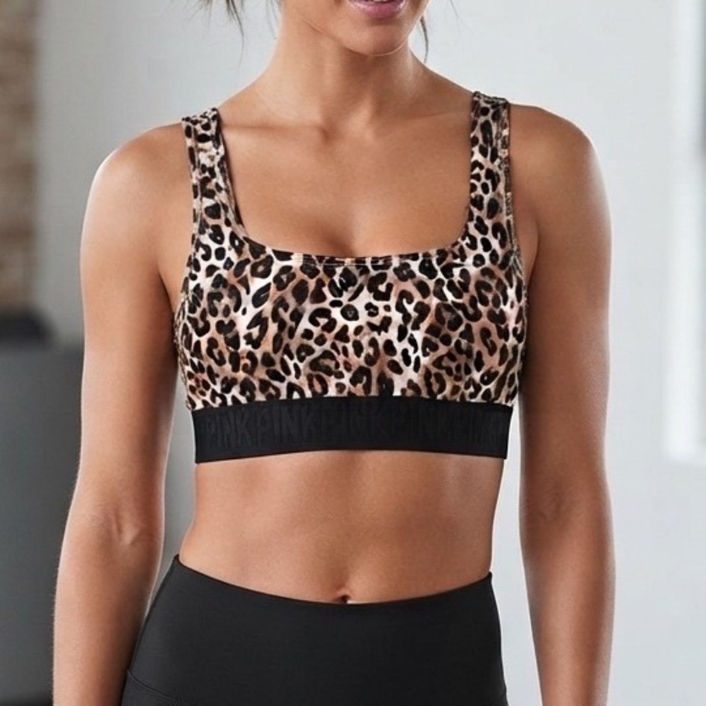 Victorias Secret PINK Ultimate Leopard Print Lightly Lined Sports Bra XS